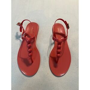 Arezzo Women’s Red Beaded T-Strap Sandals